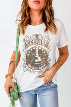 White Nashville Guitar Graphic T-Shirt for Women White