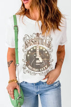 White Nashville Guitar Graphic T-Shirt for Women Woman T Shirts