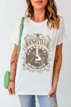 White Nashville Guitar Graphic T-Shirt for Women
