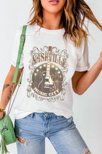 White Nashville Guitar Graphic T-Shirt for Women