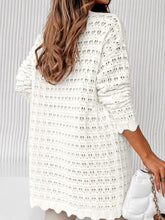White Open Knit Cardigan with Long Sleeve Length for Women