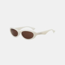 White Oval Sunglasses with Brown Polycarbonate Lenses