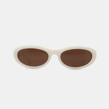 White Oval Sunglasses with Brown Polycarbonate Lenses