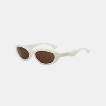 White Oval Sunglasses with Brown Polycarbonate Lenses Sunglasses