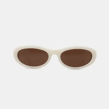 White Oval Sunglasses with Brown Polycarbonate Lenses Sunglasses