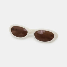 White Oval Sunglasses with Brown Polycarbonate Lenses Ivory One Size