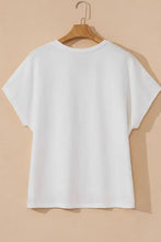 White Oversized T-Shirt with Pink Floral Appliqués Woman T Shirts