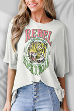 White Oversized Tiger Graphic T Shirt for Women Sage