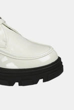White Patent Leather Buckled Platform Lug Sole Loafers for Women