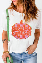 White Pumpkin Graphic Rolled Sleeve T Shirt for Women White