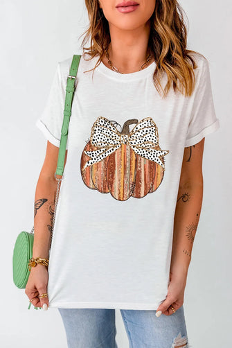White Pumpkin Graphic T-Shirt for Women White