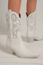 White Rhinestone Point Toe Cowboy Boots for Women White Woman Boots
