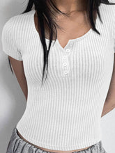 White Ribbed Button-Up Knit Shirt for Women