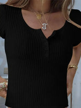 White Ribbed Button-Up Knit Shirt for Women Woman T Shirts