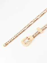 Gold snake chain rhinestone metal belt with buckle