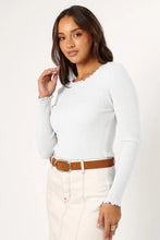 White Ribbed Long Sleeve Top for Women