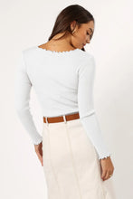 White Ribbed Long Sleeve Top for Women