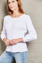 White Ribbed Off Shoulder Sweater with Long Sleeves for Women