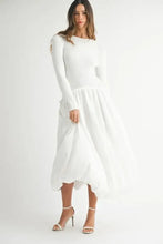 White Ribbed Poplin Mix Midi Sweater Dress for Women Woman Sweater Dresses