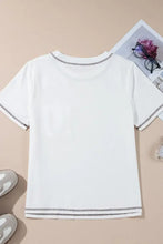 White Rodeo Horseshoe Embroidered Pocket T Shirt for Women Woman T Shirts