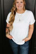 White Rolled Sleeve Basic T Shirt for Women