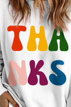 THANKS Round Neck Long Sleeve Sweatshirt Woman Sweatshirts