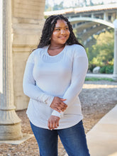White Round Neck Long Sleeve T Shirt for Women Size Round