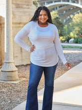White Round Neck Long Sleeve T Shirt for Women Size Round