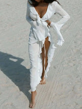White Ruffled Beach Dress Cover Up