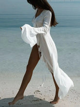 White Ruffled Beach Dress Cover Up