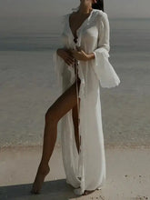 White Ruffled Beach Dress Cover Up Swimwear Cover-Ups