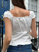 White Ruffled Button Down Blouse for Women Woman T Shirts