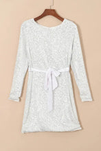 Sequin Tie Front T-Shirt Dress Ivory Cocktail Dress