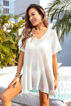 White Sheer Knit Stretchy Beach Cover Up Swimwear Cover-Ups