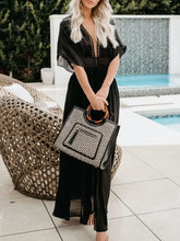 White Sheer Maxi Open Front Crochet Dress Swimwear Cover Up Swimwear Cover-Ups