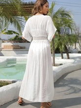 White Sheer Maxi Open Front Crochet Dress Swimwear Cover Up Swimwear Cover-Ups