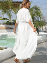White Sheer Maxi Open Front Crochet Dress Swimwear Cover Up Swimwear Cover-Ups