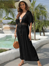 White Sheer Maxi Open Front Crochet Dress Swimwear Cover Up Swimwear Cover-Ups