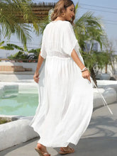 White Sheer Maxi Open Front Crochet Dress Swimwear Cover Up Swimwear Cover-Ups