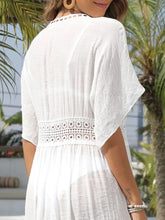 White Sheer Maxi Open Front Crochet Dress Swimwear Cover Up Swimwear Cover-Ups
