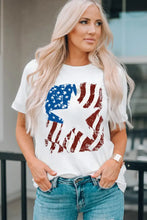 US Flag Graphic Round Neck Tee Woman T Shirts