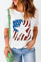 US Flag Graphic Round Neck Tee Woman T Shirts