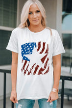 US Flag Graphic Round Neck Tee Woman T Shirts