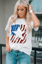 US Flag Graphic Round Neck Tee Woman T Shirts