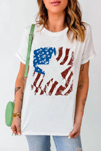 US Flag Graphic Round Neck Tee Woman T Shirts