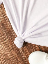 White short-sleeve Simply Love graphic T-shirt with knotted hem