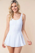 White Sleeveless Knit Swim Dress with Built-In Shorts Off White Swimwear
