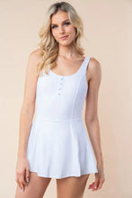 White Sleeveless Knit Swim Dress with Built-In Shorts Swimwear