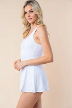 White Sleeveless Knit Swim Dress with Built-In Shorts Swimwear