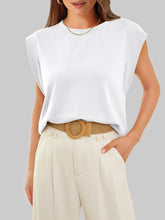 White Sleeveless Shoulder-Padded Top for Women White